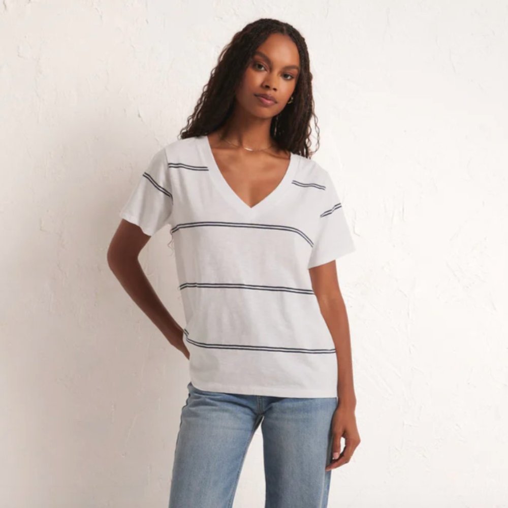 Brand new- Z Supply white striped v-neck tee, size XS